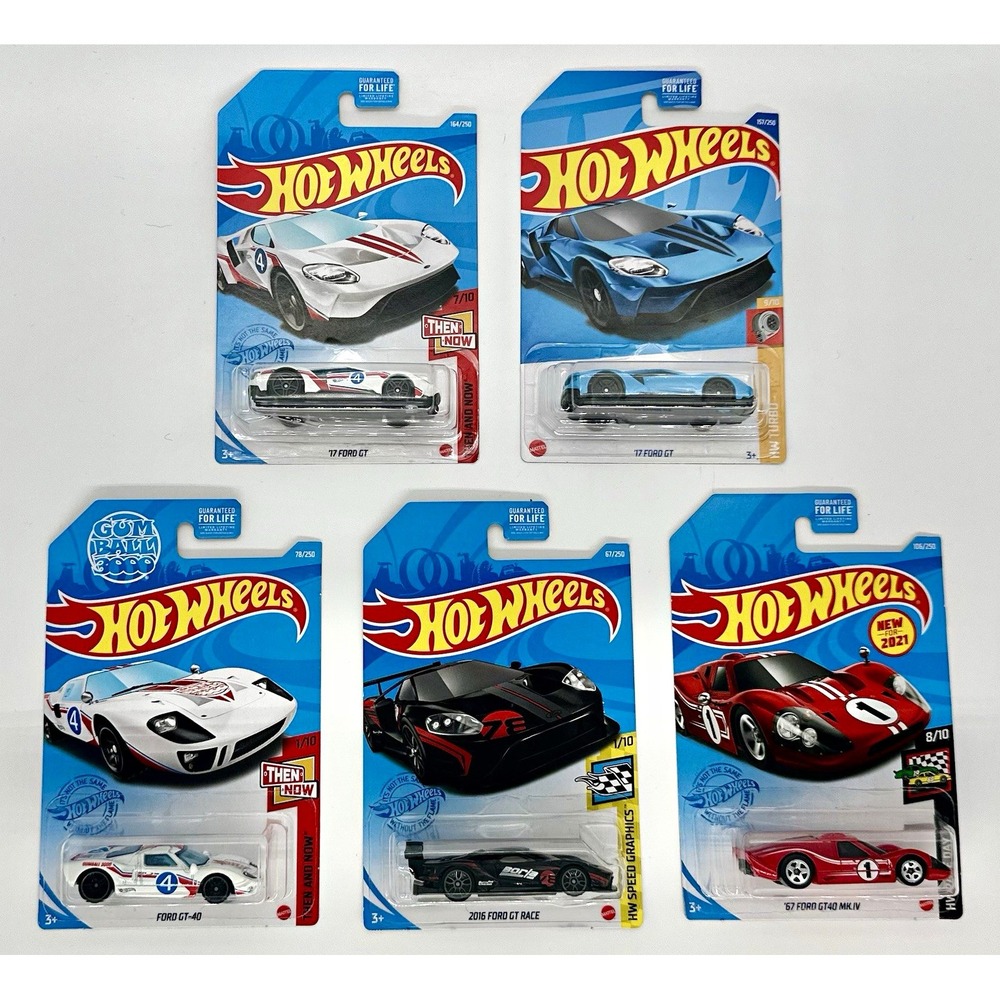 Hot Wheels Ford GT Lot of 5 '17 GT GT40 Mk IV 2016 GT Race Then & Now 1:64
